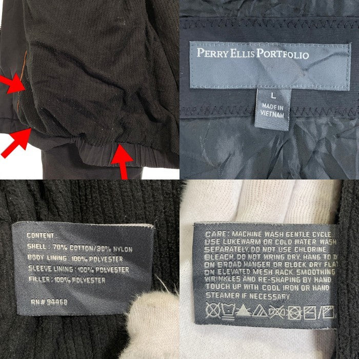 PERRY ELLIS PORTFOLIO ペリーエリス ポートフォリオ コットン ナイロン ジップアップジャケット ブラック 古着 Size L 福生店