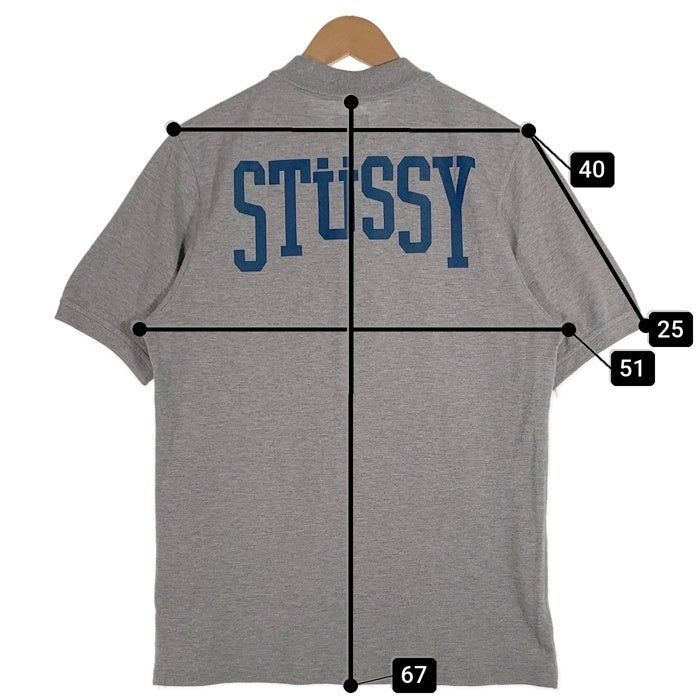 STUSSY ステューシー 刺繍 半袖 ポロシャツ グレー Size M 福生店