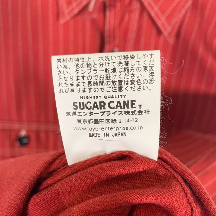 SUGAR CANE シュガーケーン ウォバッシュストライプ ワークシャツ 長袖 チンストラップ レッド SC28340 Size M 福生店