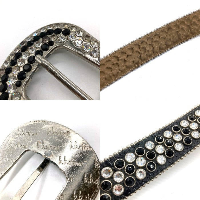 b.b.simon ビービーサイモン スタッズ レザーベルト ブラック Size 36 瑞穂店