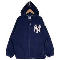 adidas アディダス TRUE TO THE SPORT ポリエステル Newyork Yankees ニューヨークヤンキース MLB フリース ジップアップ フーディー パーカー ネイビー AL4003 Size L 福生店