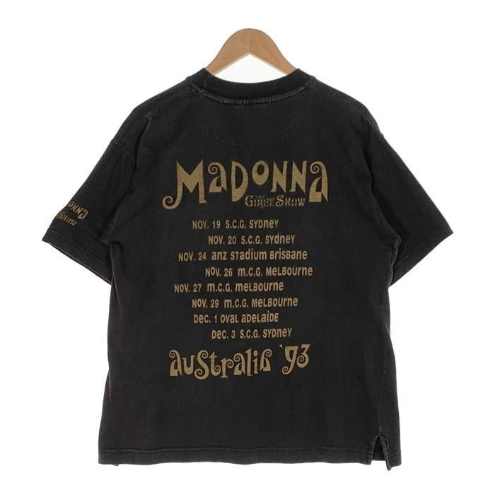 90's Madonna マドンナ GIRLIE SHOW 1993 AUSTRALIA ガーリーショー プリント Tシャツ ブラック 袖裾ダブル SPORTS ROAD Size M 福生店