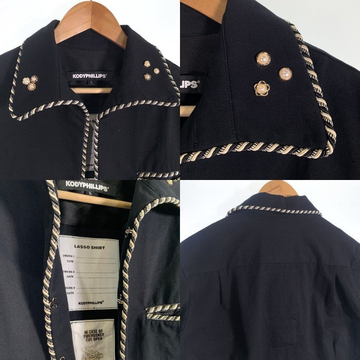 KODY PHILLIPS コディフィリップス LASSO SHIRT コットン 装飾 半袖シャツ ブラック Size S 福生店