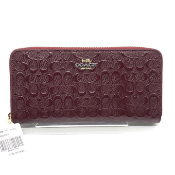 COACH コーチ F54805 シグネチャー ラウンドファスナーウォレット パテントレザー 長財布 ボルドー 福生店