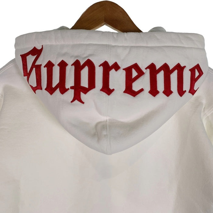 SUPREME シュプリーム 16AW Old English Hood Logo Zip Up Sweat オールドイングリッシュ フードロゴ ジップアップスウェットパーカー ホワイト Size M 福生店