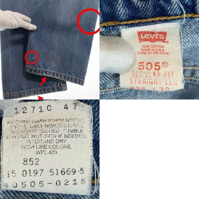90`s Levi`s リーバイス 505 テーパードデニムパンツ インディゴ 40505-0215 USA製 97年 Size W36 L32 福生店