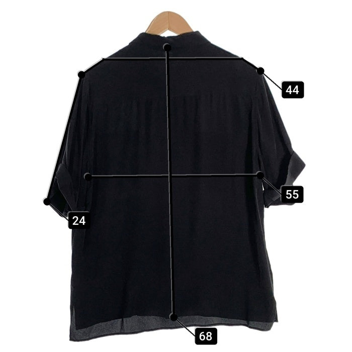 EQUIPMENT エキプモン オープンカラー シルクシャツ ブラック フラップポケット Q937-TP03881 Size L 福生店