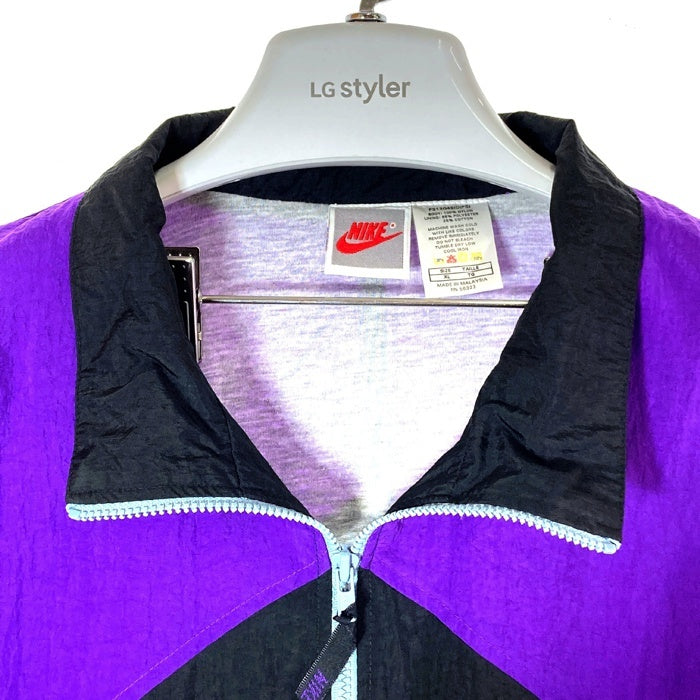 NIKE ナイキ 90's 銀タグ IOWA BASKETBALL ロゴ刺繍 切替 ナイロンジャケット パープル sizeXL 瑞穂店