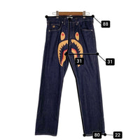 A BATHING APE アベイシングエイプ シャークペイント テーパードデニムパンツ ジーンズ インディゴ Size L 福生店