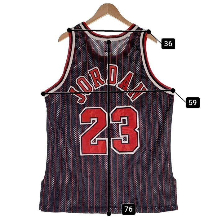 90's Champion チャンピオン Chicago Bulls シカゴ・ブルズ マイケルジョーダン タンクトップ ユニフォーム ブラック レッド ストライプ USA製 Size 48 福生店