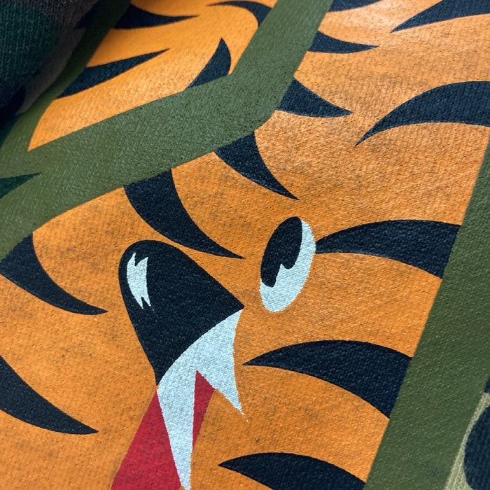 A BATHING APE アベイシングエイプ 初期フランケンタグ TIGER SHARK WIDE FULL ZIP DOUBLE HOODIE タイガー カモ シャーク フルジップパーカー カーキ sizeL 瑞穂店