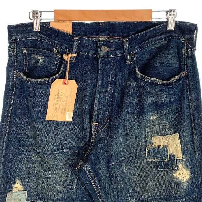 DENIM&SUPPLY RALPH LAUREN デニムアンドサプライ ラルフローレン SLIM スリムテーパードデニムパンツ ダメージリペア加工 インディゴ Size 34×30 福生店