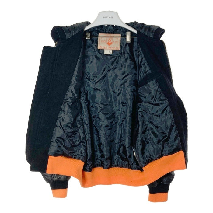 OCEAN PACIFIC オーシャンパシフィック 90's フード付き ウール 袖レザー スタジャン ブラック size- 瑞穂店