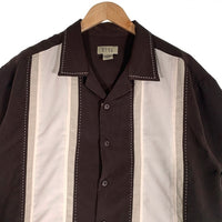 00's HUNT CLUB ハントクラブ オープンカラーストライプシャツ 半袖 ポリエステル ブラウン Size L 福生店