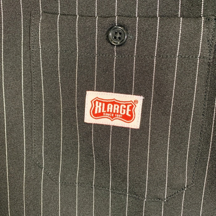 XLARGE エクストララージ S/S STRIPE WORK SHIRT ストライプワークシャツ ブラック 01191409 ポリエステル Size M 福生店