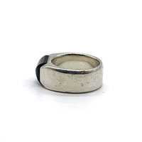 ブランド不明 ピラミッドストーン シルバーリング SILVER 黒石 Size 19号 福生店
