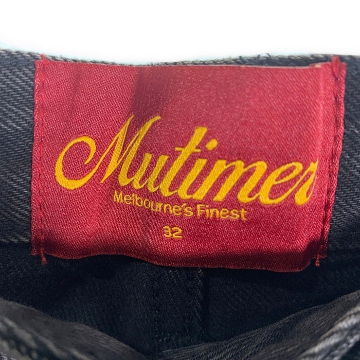 Mutimer ペンキ加工 ブラックデニム ワイドパンツ 裾カットオフ Size 32 福生店