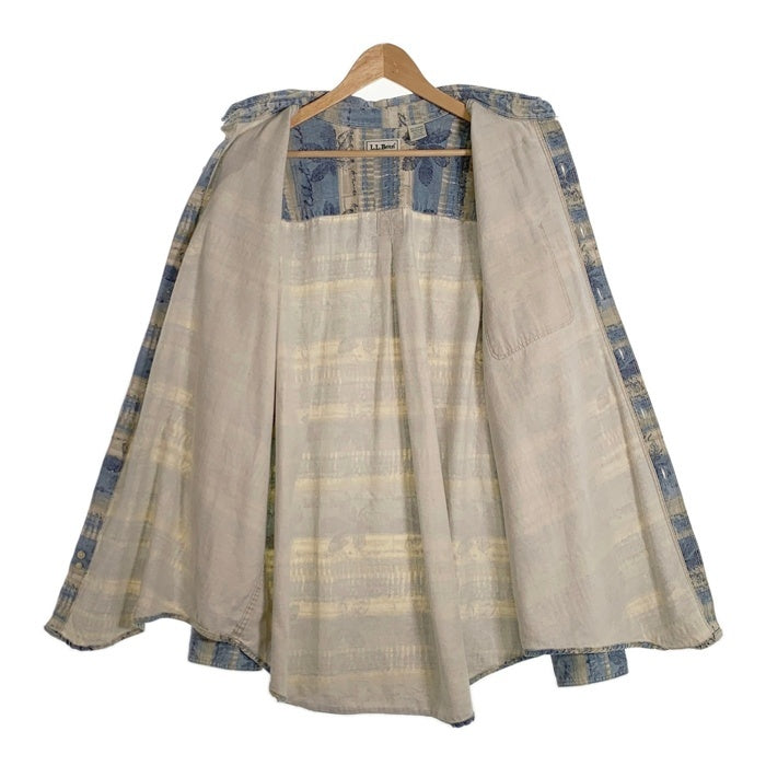 90's L.L.Bean エルエルビーン 総柄プリント ボタンダウンシャツ ブルー USA製 Size XXL 福生店