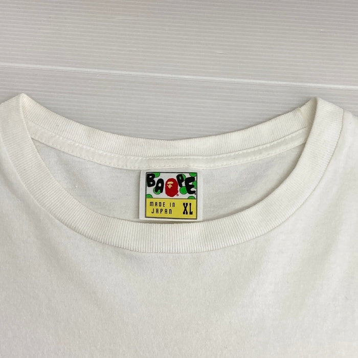 A BATHING APE アベイシングエイプ サルプリント アーチロゴ Tシャツ ホワイト sizeXL 瑞穂店