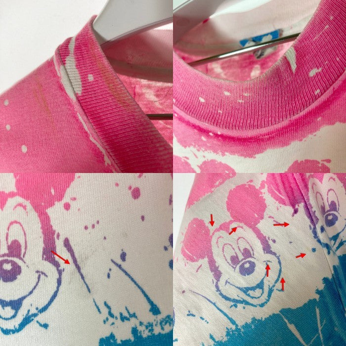 Disney ディズニー USA製 シングルステッチ 総柄 タイダイ風 グラデーション Tシャツ ピンク×ブルー sizeF 瑞穂店