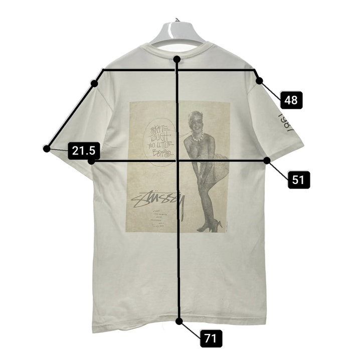 STUSSY ステューシー SKATE TOUGH YOU LITTLE BOY バックフォトプリントTシャツ ホワイト Size M 瑞穂店