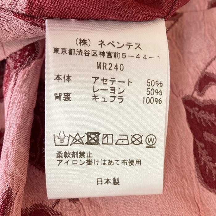 Needles ニードルズ MR240 S/S One-Up Shirt Papillon オープンカラーシャツ パピヨン柄 ジャガード織 ピンク sizeL 瑞穂店