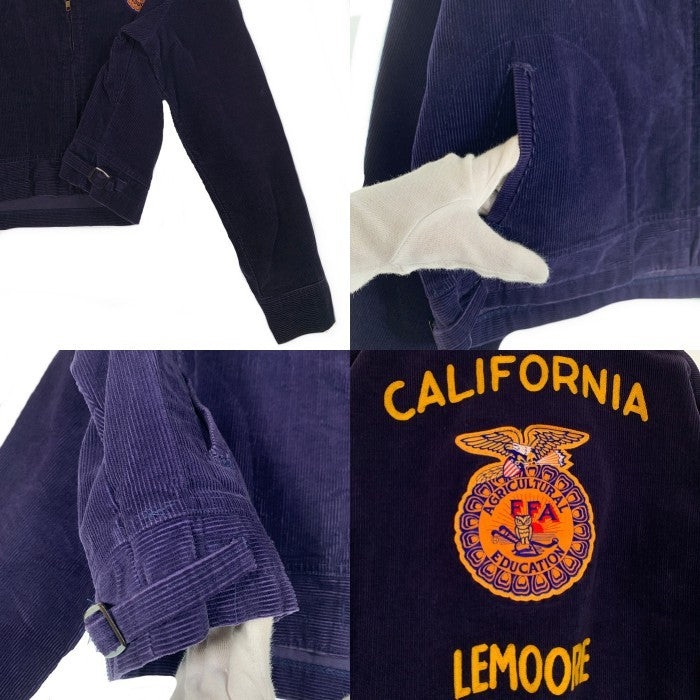 70`s NATIONAL FFA コーデュロイ ファーマーズジャケット ジップアップ ネイビー ワッペン 短丈 Size 44 福生店