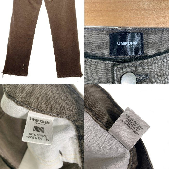 UNIFORM STUDIOS ユニフォームスタジオ ダメージ加工 ダブルニーペインターパンツ ブラウン Size 32 福生店