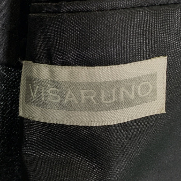 VISARNO ビサルノ 3B ノーカラージャケット スラックス スーツ ブラック ウール 刺繡 Size M 福生店