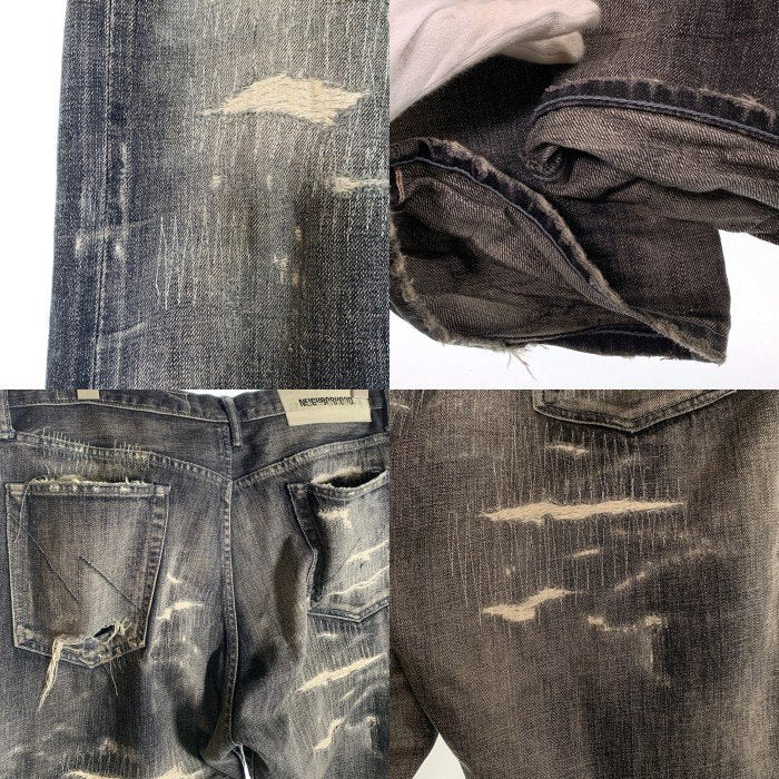 NEIGHBORHOOD ネイバーフッド 21SS SCRATCH SAVAGE DENIM PANT スクラッチサベージデニムパンツ ダメージ/リペア加工 211XBNH-PTM08 グレー Size XL 福生店