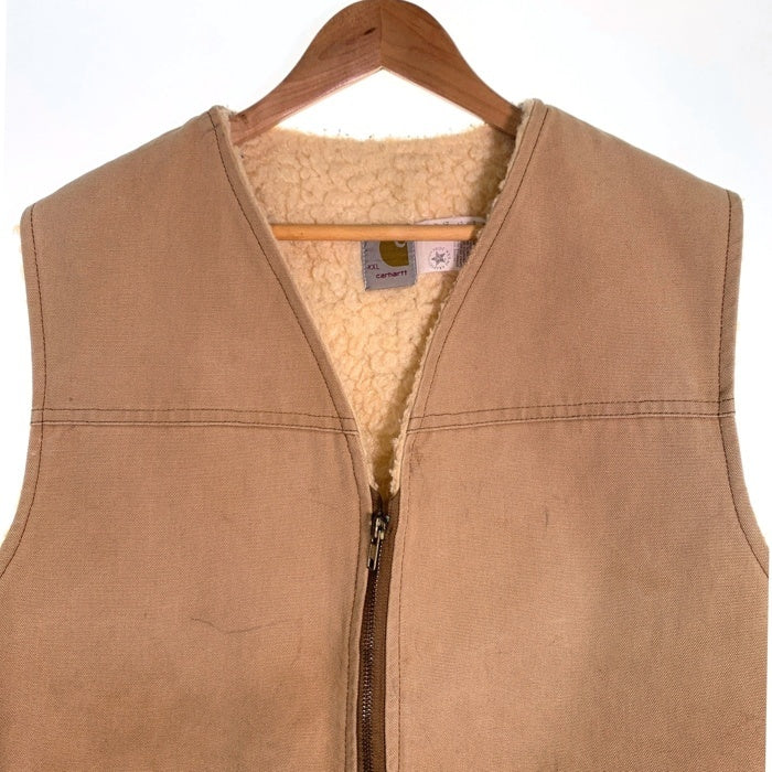 80’s CARHARTT カーハート ダックベスト 内ボア ベージュ 6SV USA製 YKK Size XXLG 福生店