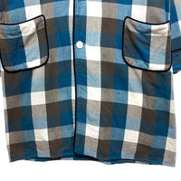 YOUNG&OLSEN ヤングアンドオルセン ガウンコート チェック ホワイトxブルー size 瑞穂店