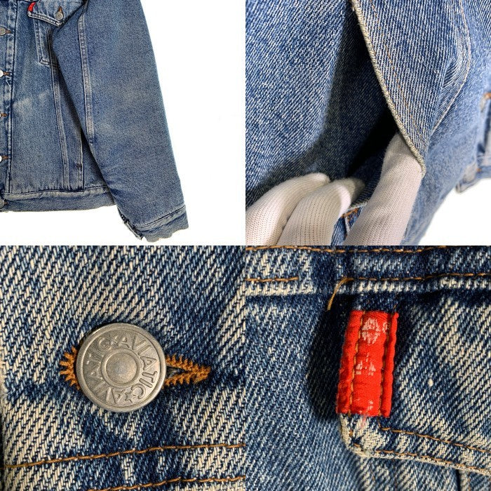 AVIATIC アビアティック デニムジャケット 襟コーデュロイ インディゴ フランネルチェックライナー イタリア製 Size M 福生店