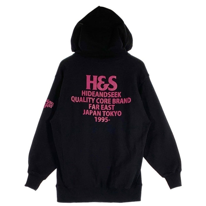 Hide&Seek ハイドアンドシーク SLOW&SEXY Hooded Sweat Shirt プリント プルオーバースウェットパーカー ブラック H30th-110225 Size L 福生店