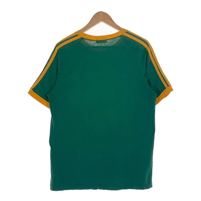 80's~ adidas アディダス ラグランスリーブ プリントTシャツ グリーン イエロー AA-4630 Size M-L 福生店