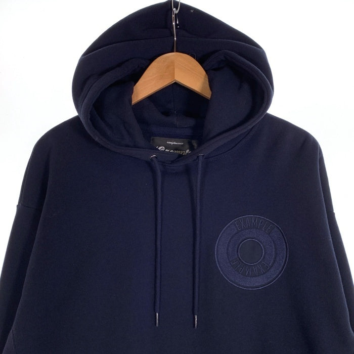 EXAMPLE エグザンプル ROUND LOGO HOODIE ラウンドロゴ フーディー パーカー フード刺繡 ネイビー Size XL 福生店