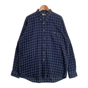 80-90's SEARS シアーズ ボタンダウン フランネルチェックシャツ ブルー Size XL 福生店