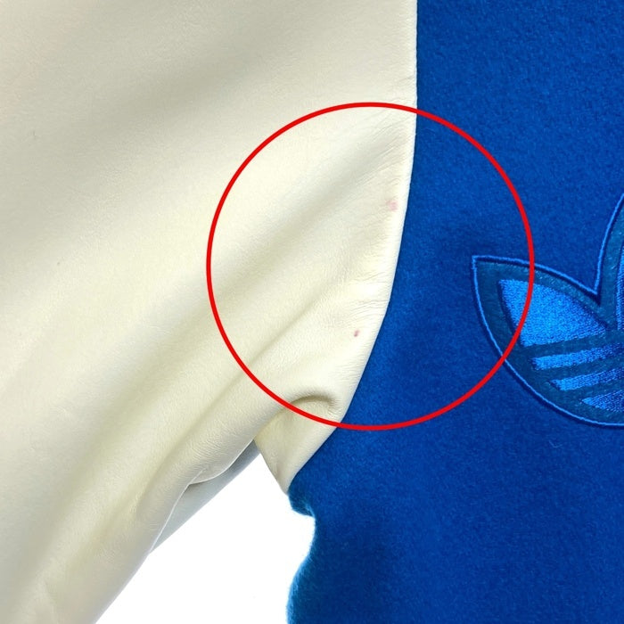 adidas アディダス ジップアップ スタジャン ワッペン ブルー 袖フェイクレザー O34630 Size S 瑞穂店