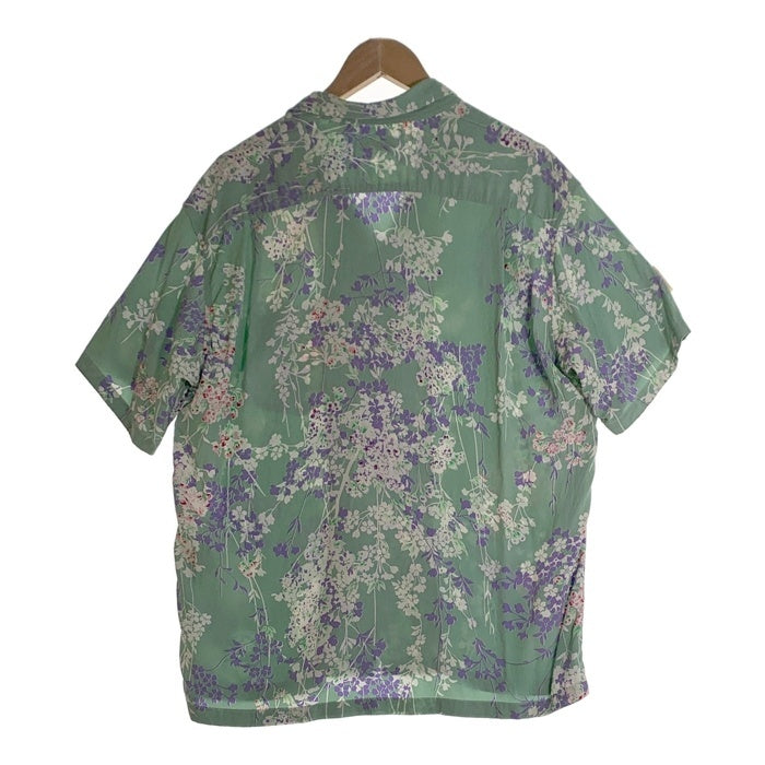 SUN SURF サンサーフ RAYON HAWAIIAN SHIRT CHERRY BLOSSOMS レーヨン 半袖 ハワイアン シャツ グリーン SS38319 Size M (15-15 1/2) 福生店