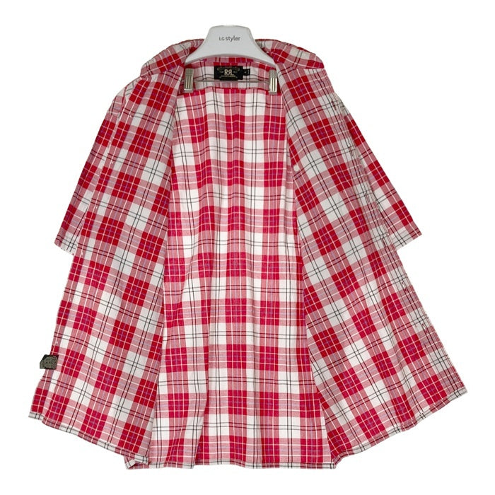 RRL ダブルアールエル 90's 三ツ星タグ ボックスカット チェック 半袖 ワークシャツ レッド sizeM 瑞穂店
