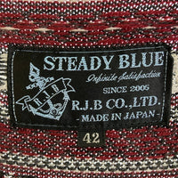 R.J.B アールジェービー STEADY BLUE ノルディック柄 ニットカーディガン グレー×レッド×ホワイト size42 瑞穂店