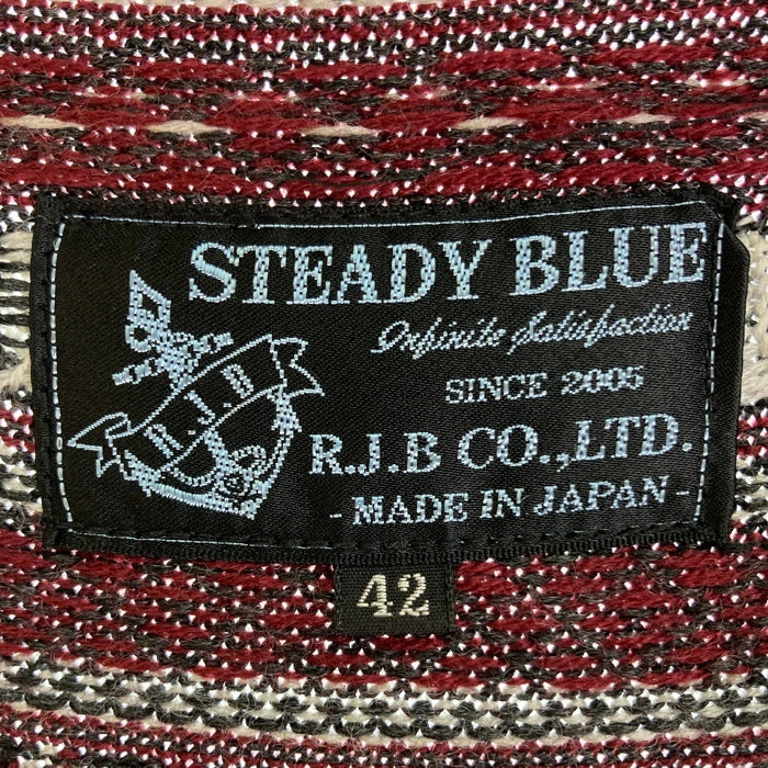 R.J.B アールジェービー STEADY BLUE ノルディック柄 ニットカーディガン グレー×レッド×ホワイト size42 瑞穂店