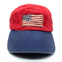 90's Polo By Ralph Lauren ポロバイラルフローレン アメリカ国旗 星条旗 パッチ 6パネル キャップ レッド ネイビー 福生店
