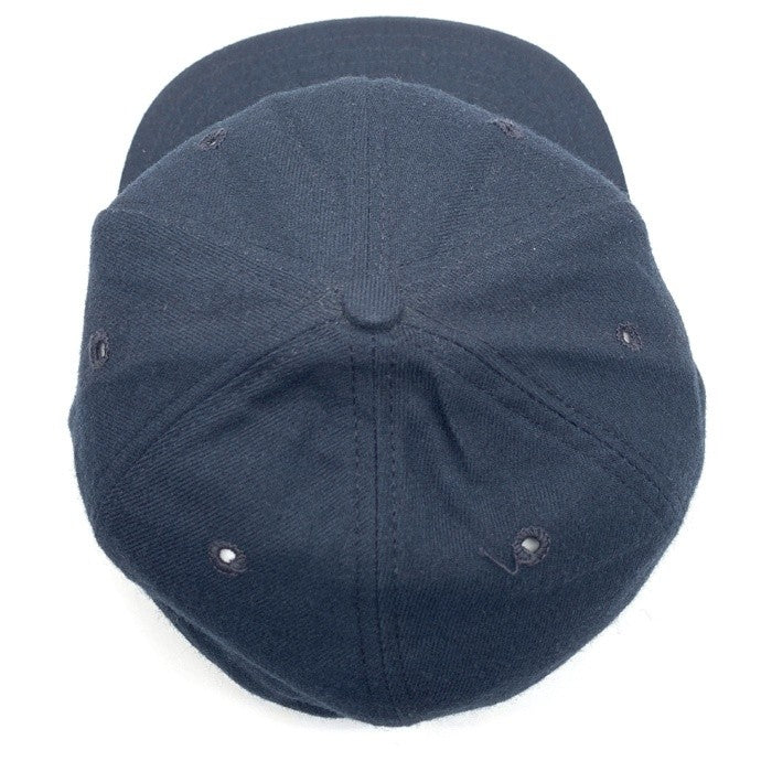 80-90's New Era ニューエラ POOR HOUSE プアハウス スケートボーダーズ 刺繡 ベースボールキャップ ネイビー ウール USA製 Size 約56cm 福生店