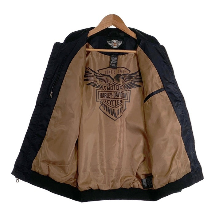 Harley-Davidson ハーレーダビッドソン 115周年記念 ナイロン レーシングジャケット サイドライン ブラック Size L 福生店
