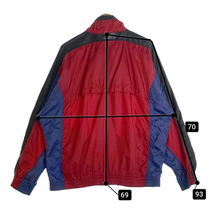 90's NIKE ナイキ ナイロンリップストップ ジップアップジャケット ウィンドブレーカー レッド ブルー ブラック 薄手 Size L 福生店