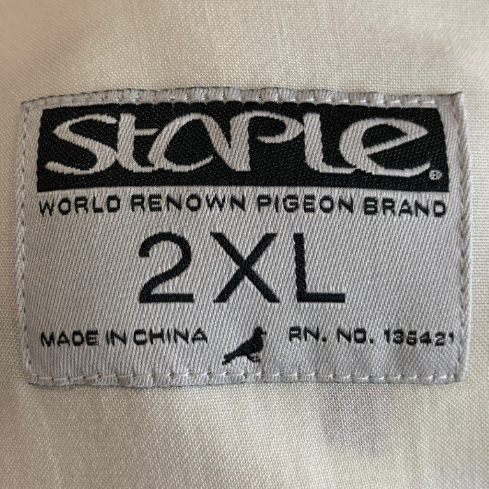 STAPLE ステイプル オープンカラーレーヨンシャツ 総柄プリント ホワイト Size 2XL 福生店