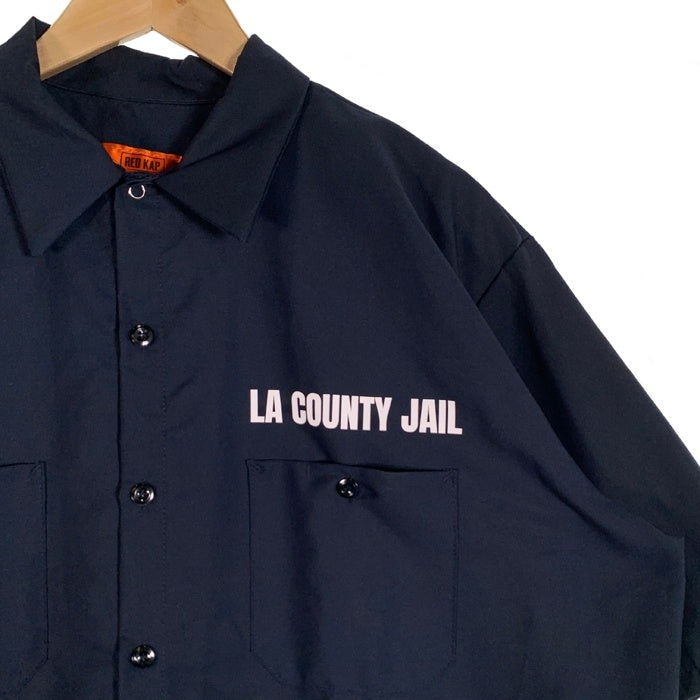 RED KAP レッドキャップ LA COUNTY JAIL プリント ワークシャツ ネイビー 半袖 SP24NV5 Size XL 福生店