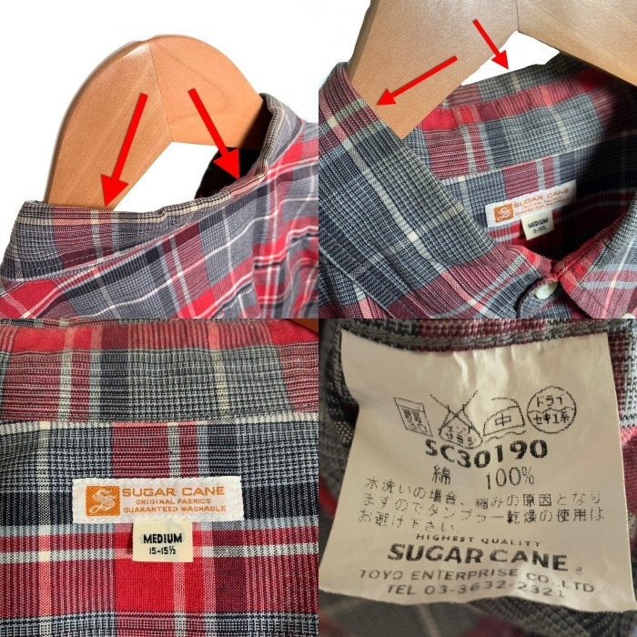 SUGAR CANE シュガーケーン 砂糖黍 シアサッカー チェック 半袖 ワークシャツ ホワイト SC31658 Size M 福生店