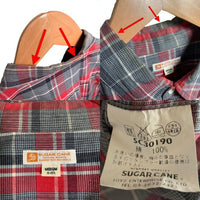 SUGAR CANE シュガーケーン 砂糖黍 シアサッカー チェック 半袖 ワークシャツ ホワイト SC31658 Size M 福生店